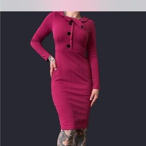 Elegant Burgundy Long Sleeve Dress